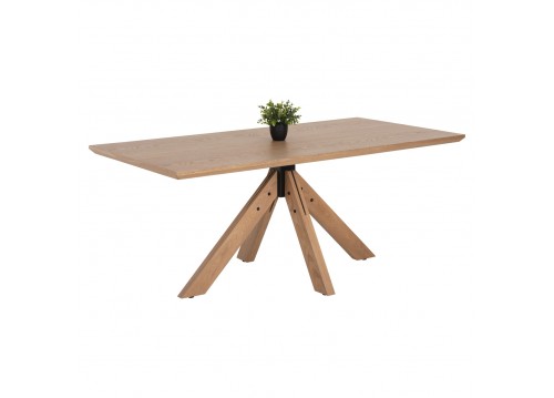 ΤΡΑΠΕΖΙ PAOLO HM9853 MDF ΜΕ ΚΑΠΛΑΜΑ ΦΡΑΞΙΝΟΥ-ΠΟΔΙΑ RUBBERWOOD-ΦΥΣΙΚΟ 180x90x75Yεκ