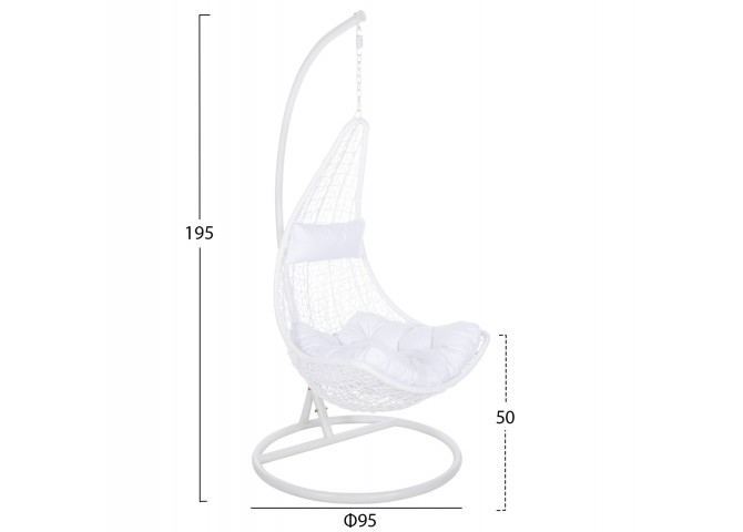 ΚΡΕΜΑΣΤΗ ΠΟΛΥΘΡΟΝΑ ΦΩΛΙΑ MILLIE HM5996.03 ΜΕΤΑΛΛΟ-ΣΥΝΘ.RATTAN ΛΕΥΚΟ Φ95x195Υεκ.