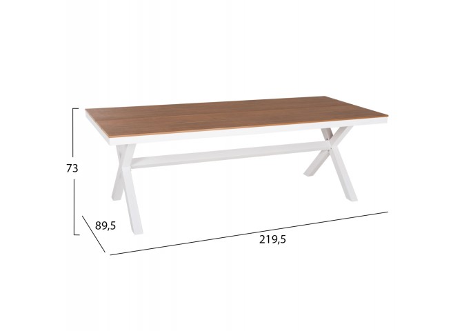 ΤΡΑΠΕΖΙ ΑΛΟΥΜΙΝΙΟΥ ΟΡΘΟΓΩΝΙΟ TAWNEE HM6039.02 ΛΕΥΚΟ-POLYWOOD ΦΥΣΙΚΟ 219,5x89,5x73Υ