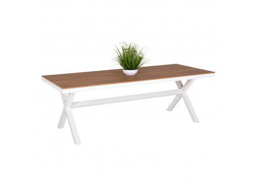 ΤΡΑΠΕΖΙ ΑΛΟΥΜΙΝΙΟΥ ΟΡΘΟΓΩΝΙΟ TAWNEE HM6039.02 ΛΕΥΚΟ-POLYWOOD ΦΥΣΙΚΟ 219,5x89,5x73Υ