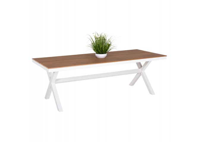 ΤΡΑΠΕΖΙ ΑΛΟΥΜΙΝΙΟΥ ΟΡΘΟΓΩΝΙΟ TAWNEE HM6039.02 ΛΕΥΚΟ-POLYWOOD ΦΥΣΙΚΟ 219,5x89,5x73Υ