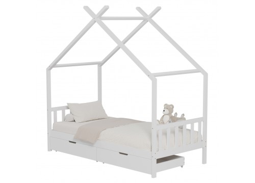 ΚΡΕΒΑΤΙ ΠΑΙΔΙΚΟ KLARICE HM680.03 τ.MONTESSORI-2 ΣΥΡΤΑΡΙΑ-ΞΥΛΟ ΠΕΥΚΟΥ ΛΕΥΚΟ-190x90εκ