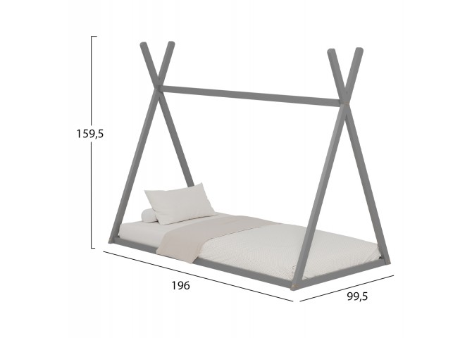 ΚΡΕΒΑΤΙ ΠΑΙΔΙΚΟ MUNK HM681.05 τ.MONTESSORI ΜΑΣΙΦ ΞΥΛΟ ΠΕΥΚΟΥ ΓΚΡΙ- 190x90εκ