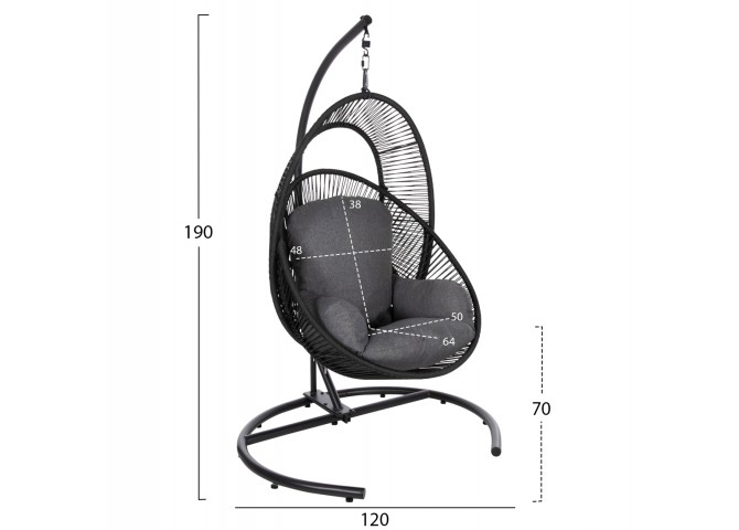 ΚΡΕΜΑΣΤΗ ΦΩΛΙΑ RULER HM6083 ΜΑΥΡΟ ΜΕΤΑΛΛΟ ΚΑΙ ΣΥΝΘ.RATTAN-ΓΚΡΙ ΜΑΞΙΛΑΡΙ 120x110x190Υ