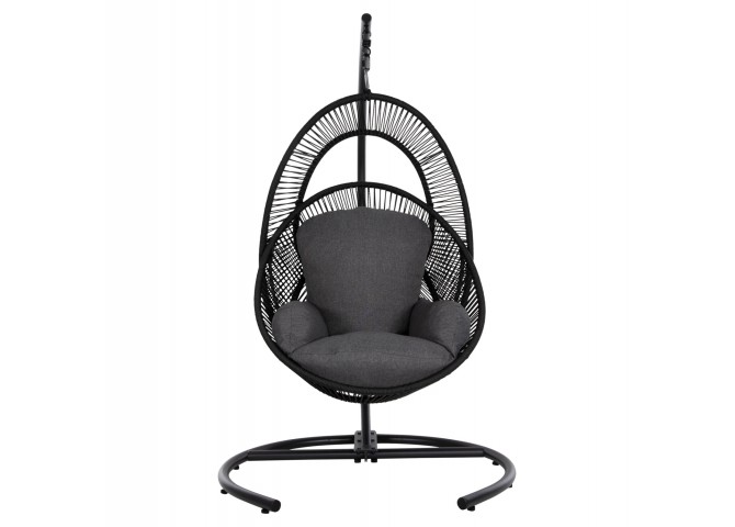ΚΡΕΜΑΣΤΗ ΦΩΛΙΑ RULER HM6083 ΜΑΥΡΟ ΜΕΤΑΛΛΟ ΚΑΙ ΣΥΝΘ.RATTAN-ΓΚΡΙ ΜΑΞΙΛΑΡΙ 120x110x190Υ