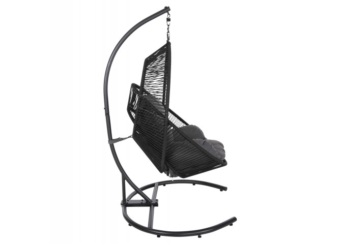 ΚΡΕΜΑΣΤΗ ΦΩΛΙΑ RULER HM6083 ΜΑΥΡΟ ΜΕΤΑΛΛΟ ΚΑΙ ΣΥΝΘ.RATTAN-ΓΚΡΙ ΜΑΞΙΛΑΡΙ 120x110x190Υ