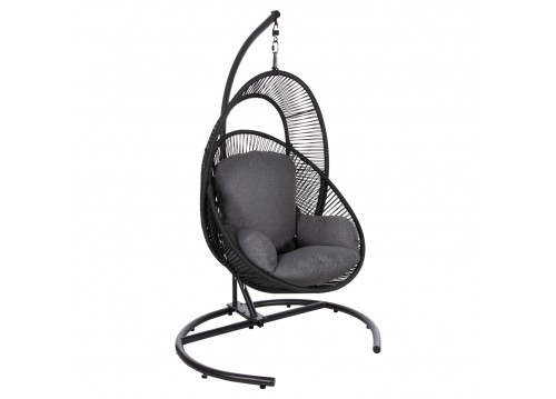 ΚΡΕΜΑΣΤΗ ΦΩΛΙΑ RULER HM6083 ΜΑΥΡΟ ΜΕΤΑΛΛΟ ΚΑΙ ΣΥΝΘ.RATTAN-ΓΚΡΙ ΜΑΞΙΛΑΡΙ 120x110x190Υ