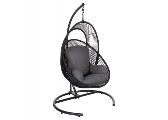 ΚΡΕΜΑΣΤΗ ΦΩΛΙΑ RULER HM6083 ΜΑΥΡΟ ΜΕΤΑΛΛΟ ΚΑΙ ΣΥΝΘ.RATTAN-ΓΚΡΙ ΜΑΞΙΛΑΡΙ 120x110x190Υ