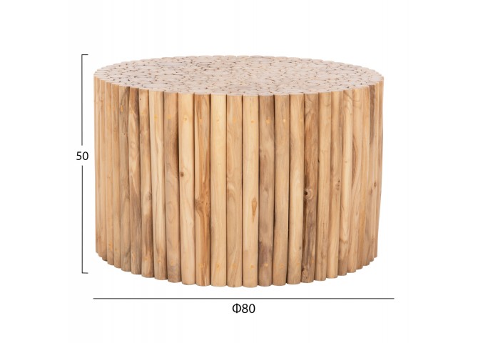 ΤΡΑΠΕΖΙ ΣΑΛΟΝΙΟΥ ΣΤΡΟΓΓΥΛΟ COOTER HM9863 ΚΛΑΔΙΑ TEAK-ΦΥΣΙΚΟ Φ80x50Υεκ.