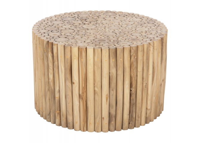 ΤΡΑΠΕΖΙ ΣΑΛΟΝΙΟΥ ΣΤΡΟΓΓΥΛΟ COOTER HM9863 ΚΛΑΔΙΑ TEAK-ΦΥΣΙΚΟ Φ80x50Υεκ.