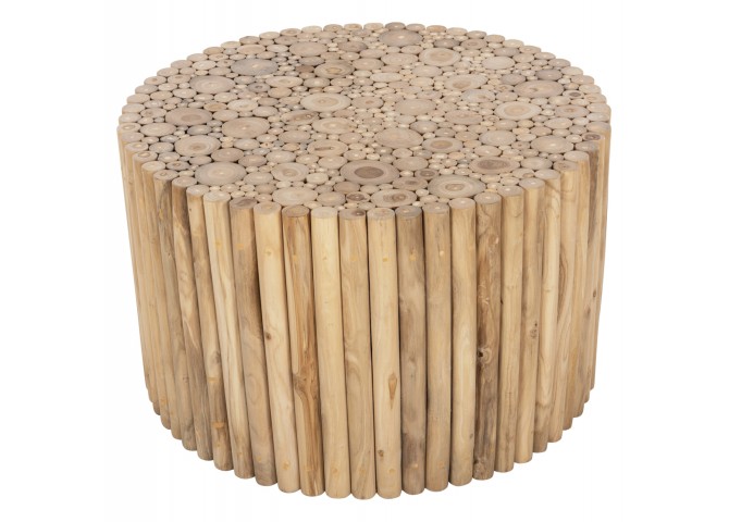ΤΡΑΠΕΖΙ ΣΑΛΟΝΙΟΥ ΣΤΡΟΓΓΥΛΟ COOTER HM9863 ΚΛΑΔΙΑ TEAK-ΦΥΣΙΚΟ Φ80x50Υεκ.