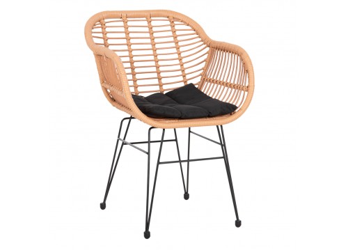 ΠΟΛΥΘΡΟΝΑ ΜΕ ΜΑΞΙΛΑΡΙ ΜΕΤΑΛΛΙΚΗ ALLEGRA HM5450.31 ΜΕ WICKER ΜΠΕΖ 58x59x82Υ