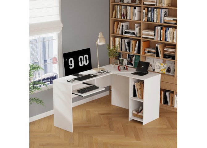 ΓΩΝΙΑΚΟ ΓΡΑΦΕΙΟ SHIG HM2135.03 MDF ΣΕ ΛΕΥΚΟ 140x120x75Υεκ