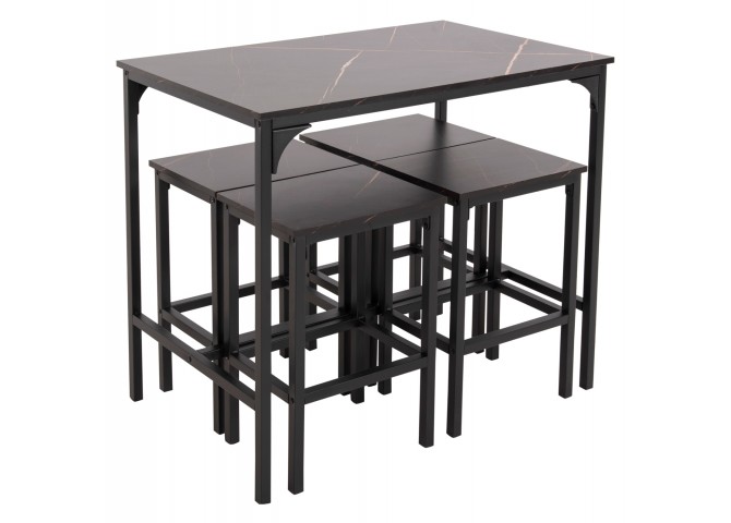 ΣΕΤ ΤΡΑΠΕΖΑΡΙΑ ΜΠΑΡ 5ΤΜΧ BOXY HM9882.13 ΜΑΥΡΟ ΜΕΤΑΛΛΟ-ΜΕΛΑΜΙΝΗ ΜΑΥΡΟ ΜΑΡΜΑΡΟ