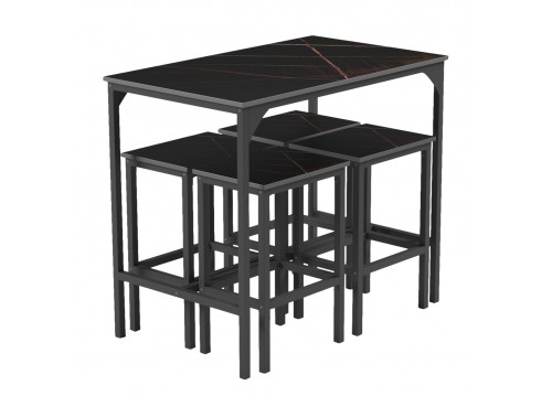 ΣΕΤ ΤΡΑΠΕΖΑΡΙΑ ΜΠΑΡ 5ΤΜΧ BOXY HM9882.13 ΜΑΥΡΟ ΜΕΤΑΛΛΟ-ΜΕΛΑΜΙΝΗ ΜΑΥΡΟ ΜΑΡΜΑΡΟ