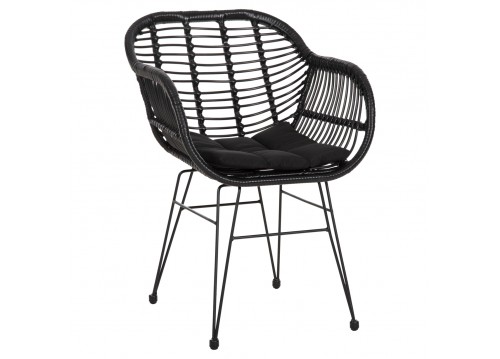 ΠΟΛΥΘΡΟΝΑ ΜΕ ΜΑΞΙΛΑΡΙ ΜΕΤΑΛΛΙΚΗ ALLEGRA HM5450.32 ΜΕ WICKER ΜΑΥΡΟ 58x59x82Υεκ.