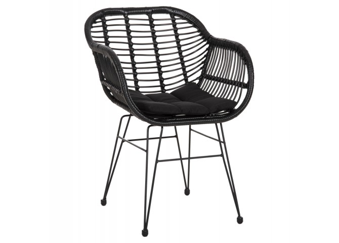 ΠΟΛΥΘΡΟΝΑ ΜΕ ΜΑΞΙΛΑΡΙ ΜΕΤΑΛΛΙΚΗ ALLEGRA HM5450.32 ΜΕ WICKER ΜΑΥΡΟ 58x59x82Υεκ.