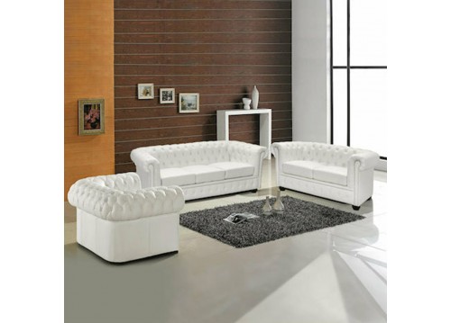 ΣΕΤ ΣΑΛΟΝΙ 2/ΘΕΣΙΟ & 3/ΘΕΣΙΟ & ΠΟΛΥΘΡΟΝΑ CHESTERFIELD ΛΕΥΚΟ ΜΑΤ