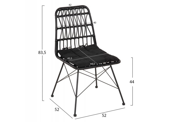 ΚΑΡΕΚΛΑ ΕΞ.ΧΩΡΟΥ ALLEGRA HM5453.12 ΜΕΤΑΛΛΟ-ΜΑΞΙΛΑΡΙ-WICKER ΜΑΥΡΟ 52x52x83,5Yεκ.