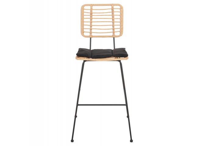 ΣΚΑΜΠΟ ΜΠΑΡ ALLEGRA HM5455.11 ΜΕΤΑΛΛΟ&ΜΑΞΙΛΑΡΙ ΜΑΥΡΟ-WICKER ΜΠΕΖ 56x59x116,5Υεκ.