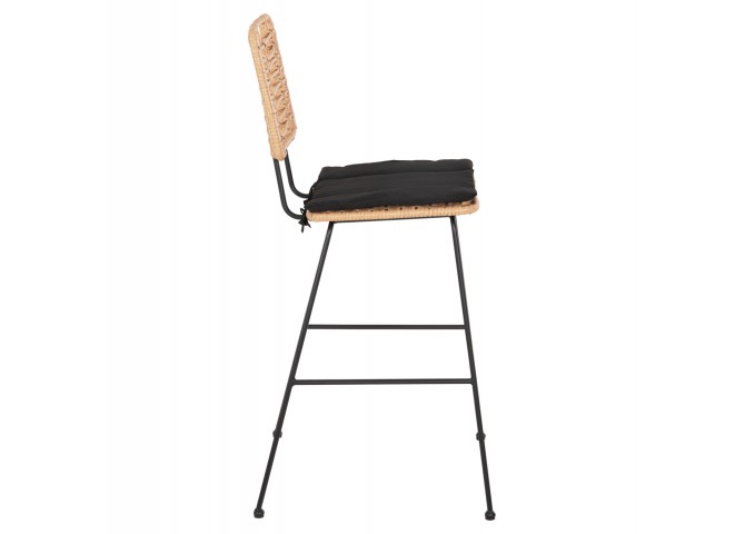 ΣΚΑΜΠΟ ΜΠΑΡ ALLEGRA HM5455.11 ΜΕΤΑΛΛΟ&ΜΑΞΙΛΑΡΙ ΜΑΥΡΟ-WICKER ΜΠΕΖ 56x59x116,5Υεκ.