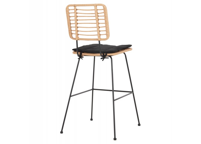 ΣΚΑΜΠΟ ΜΠΑΡ ALLEGRA HM5455.11 ΜΕΤΑΛΛΟ&ΜΑΞΙΛΑΡΙ ΜΑΥΡΟ-WICKER ΜΠΕΖ 56x59x116,5Υεκ.