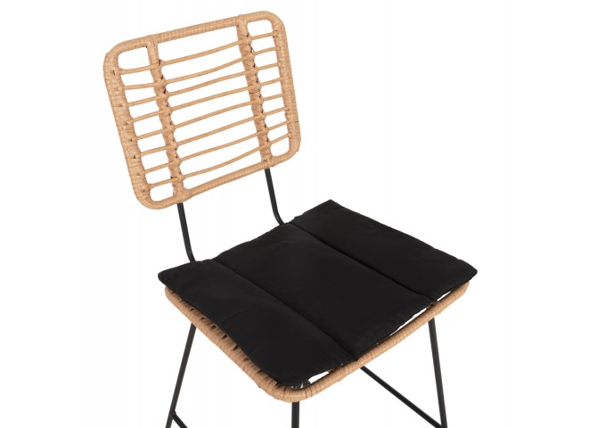 ΣΚΑΜΠΟ ΜΠΑΡ ALLEGRA HM5455.11 ΜΕΤΑΛΛΟ&ΜΑΞΙΛΑΡΙ ΜΑΥΡΟ-WICKER ΜΠΕΖ 56x59x116,5Υεκ.