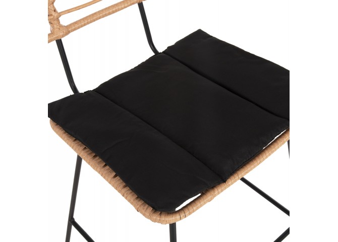 ΣΚΑΜΠΟ ΜΠΑΡ ALLEGRA HM5455.11 ΜΕΤΑΛΛΟ&ΜΑΞΙΛΑΡΙ ΜΑΥΡΟ-WICKER ΜΠΕΖ 56x59x116,5Υεκ.