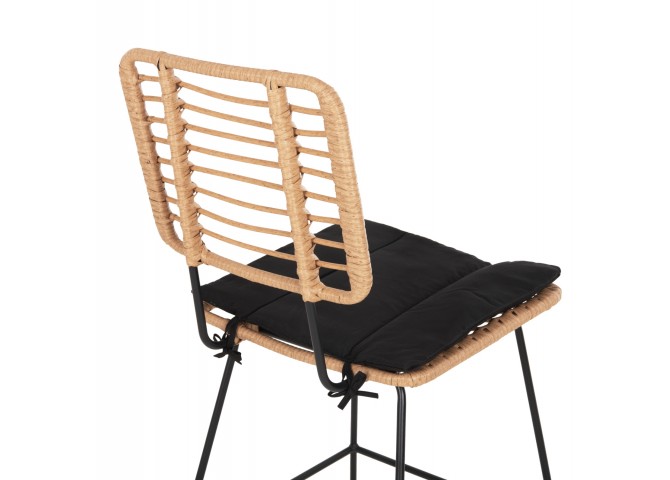 ΣΚΑΜΠΟ ΜΠΑΡ ALLEGRA HM5455.11 ΜΕΤΑΛΛΟ&ΜΑΞΙΛΑΡΙ ΜΑΥΡΟ-WICKER ΜΠΕΖ 56x59x116,5Υεκ.