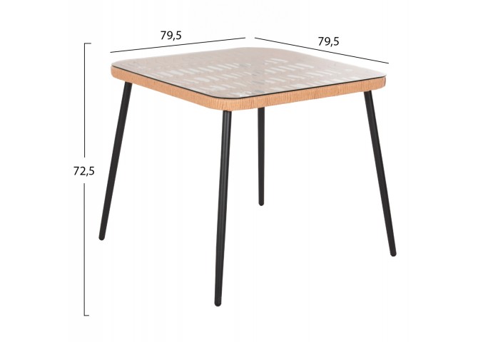 ΤΡΑΠΕΖΙ ΤΕΤΡΑΓΩΝΟ ALLEGRA HM5536.11 ΜΕΤΑΛ.ΜΑΥΡΟ-P.E. RATTAN ΦΥΣΙΚΟ 79,5x79,5x72,5Υεκ