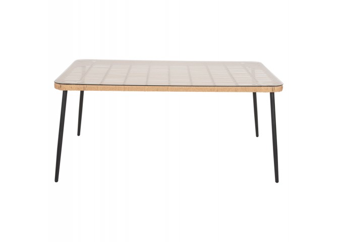 ΤΡΑΠΕΖΙ ΟΡΘΟΓΩΝΙΟ ALLEGRA HM5538.11 ΜΕΤΑΛ.ΜΑΥΡΟ-P.E. RATTAN ΦΥΣΙΚΟ 159,5x89,5x72Υεκ.