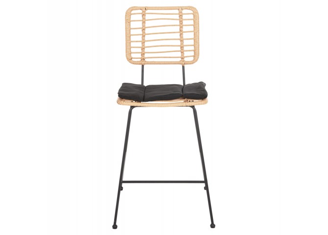 ΣΚΑΜΠΟ ΜΕΣ.ΥΨΟΥΣ ALLEGRA HM5644.11 ΜΕΤΑΛΛΟ&ΜΑΞΙΛΑΡΙ ΜΑΥΡΟ-WICKER ΜΠΕΖ 53x56x107Υεκ.