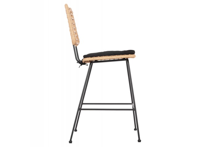 ΣΚΑΜΠΟ ΜΕΣ.ΥΨΟΥΣ ALLEGRA HM5644.11 ΜΕΤΑΛΛΟ&ΜΑΞΙΛΑΡΙ ΜΑΥΡΟ-WICKER ΜΠΕΖ 53x56x107Υεκ.