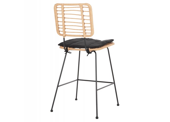 ΣΚΑΜΠΟ ΜΕΣ.ΥΨΟΥΣ ALLEGRA HM5644.11 ΜΕΤΑΛΛΟ&ΜΑΞΙΛΑΡΙ ΜΑΥΡΟ-WICKER ΜΠΕΖ 53x56x107Υεκ.