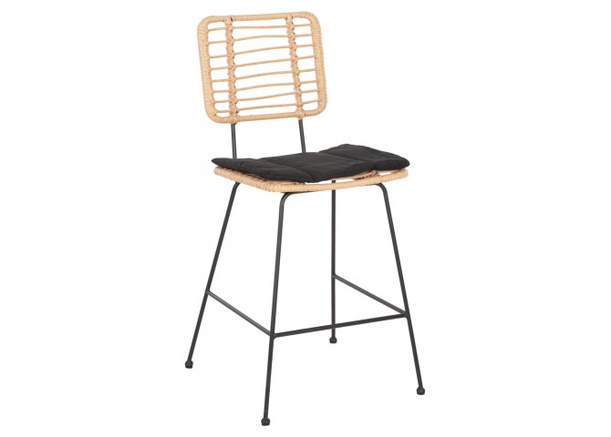 ΣΚΑΜΠΟ ΜΕΣ.ΥΨΟΥΣ ALLEGRA HM5644.11 ΜΕΤΑΛΛΟ&ΜΑΞΙΛΑΡΙ ΜΑΥΡΟ-WICKER ΜΠΕΖ 53x56x107Υεκ.