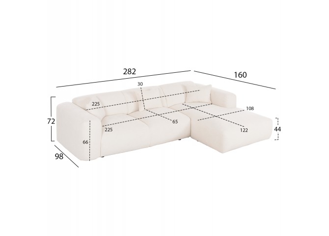 ΚΑΝΑΠΕΣ ΓΩΝΙΑ BRICKEN HM3275.02R ΕΚΡΟΥ ΥΦΑΣΜΑ 110-282x98-160x72Υεκ.