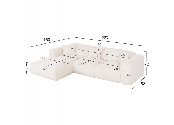 ΚΑΝΑΠΕΣ ΓΩΝΙΑ (ΑΡΙΣΤΕΡΗ) BRICKEN HM3275.02L ΕΚΡΟΥ ΥΦΑΣΜΑ 110-282x98-160x72Υεκ.