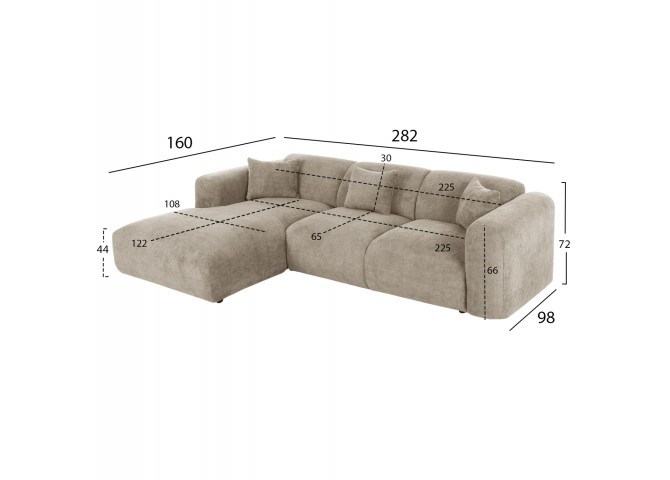 ΚΑΝΑΠΕΣ ΓΩΝΙΑ (ΑΡΙΣΤΕΡΗ) BRICKEN HM3275.01L ΜΠΕΖ ΥΦΑΣΜΑ 110-282x98-160x72Υεκ.