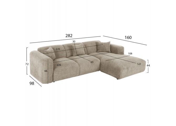 ΚΑΝΑΠΕΣ ΓΩΝΙΑ BRICKEN HM3275.01R ΜΠΕΖ ΥΦΑΣΜΑ 110-282x98-160x72Υεκ.