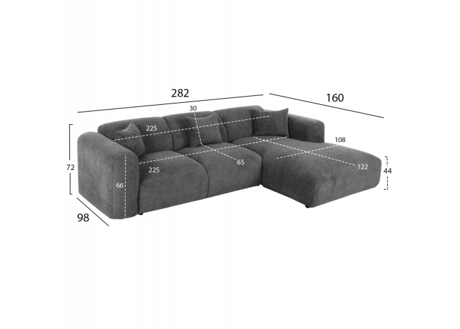 ΚΑΝΑΠΕΣ ΓΩΝΙΑ BRICKEN HM3275.04R ΑΝΘΡΑΚΙ ΥΦΑΣΜΑ 110-282x98-160x72Υεκ.
