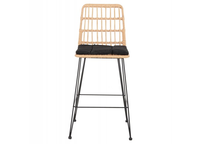 ΣΚΑΜΠΟ ΜΕΣ.ΥΨΟΥΣ ALLEGRA HM5643.11 ΜΕΤΑΛΛΟ&ΜΑΞΙΛΑΡΙ ΜΑΥΡΟ-WICKER ΜΠΕΖ 50x55x103Υεκ.