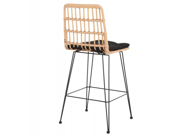 ΣΚΑΜΠΟ ΜΕΣ.ΥΨΟΥΣ ALLEGRA HM5643.11 ΜΕΤΑΛΛΟ&ΜΑΞΙΛΑΡΙ ΜΑΥΡΟ-WICKER ΜΠΕΖ 50x55x103Υεκ.