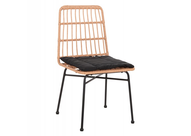 ΚΑΡΕΚΛΑ ALLEGRA HM5705.11 ΜΑΥΡΗ ΜΕΤΑΛΛΙΚΗ ΜΕ ΜΑΞΙΛΑΡΙ-WICKER ΜΠΕΖ 46,5x50x85Υεκ.