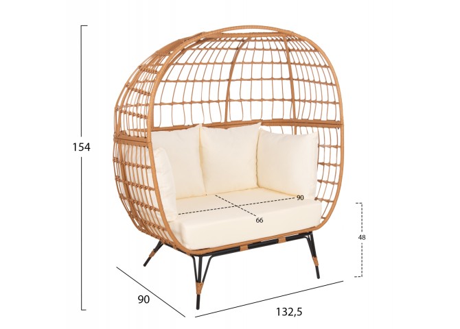ΠΟΛΥΘΡΟΝΑ ΦΩΛΙΑ MIAMI 2 ΑΤΟΜΩΝ ΤΥΠΟΥ RATTAN HM5870.11 132.5x90x154Υεκ