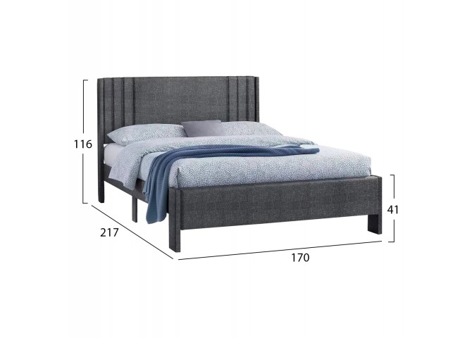 ΚΡΕΒΑΤΙ ΔΙΠΛΟ CREDENCE HM685.01 ΓΚΡΙ ΥΦΑΣΜΑ ΓΙΑ ΣΤΡΩΜΑ 160Χ200εκ.
