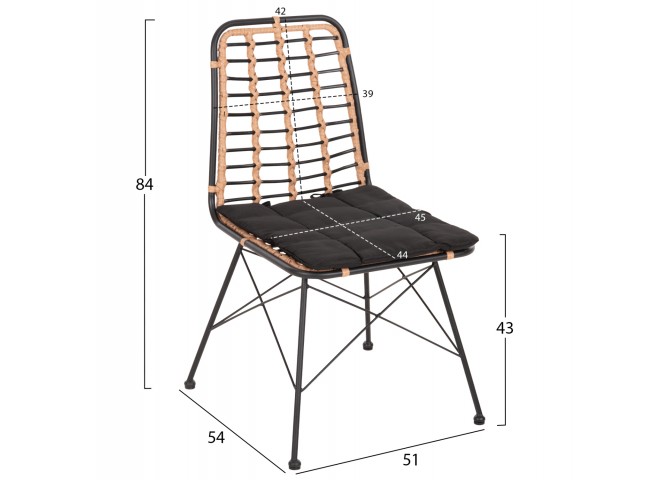 ΚΑΡΕΚΛΑ ΜΕΤΑΛΛΙΚΗ ALLEGRA HM5691.11 WICKER ΜΠΕΖ-ΜΑΥΡΟ 51x54x84Υεκ.