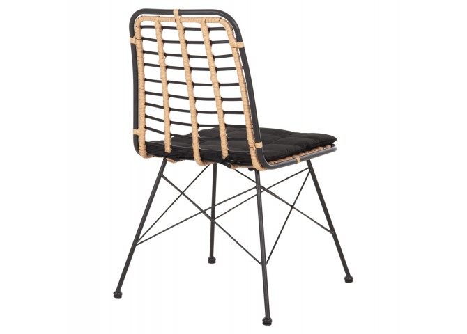 ΚΑΡΕΚΛΑ ΜΕΤΑΛΛΙΚΗ ALLEGRA HM5691.11 WICKER ΜΠΕΖ-ΜΑΥΡΟ 51x54x84Υεκ.