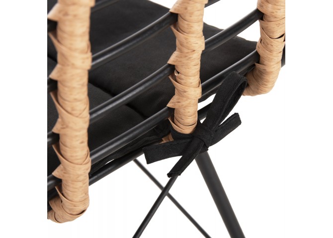 ΚΑΡΕΚΛΑ ΜΕΤΑΛΛΙΚΗ ALLEGRA HM5691.11 WICKER ΜΠΕΖ-ΜΑΥΡΟ 51x54x84Υεκ.