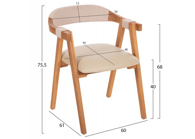 ΠΟΛΥΘΡΟΝΑ RIMINI HM9867.07 ΞΥΛΟ TEAK ΦΥΣΙΚΟ-ΜΠΕΖ ΣΧΟΙΝΙ & PU ΚΑΘΙΣΜΑ 60x61x75,5Υεκ.