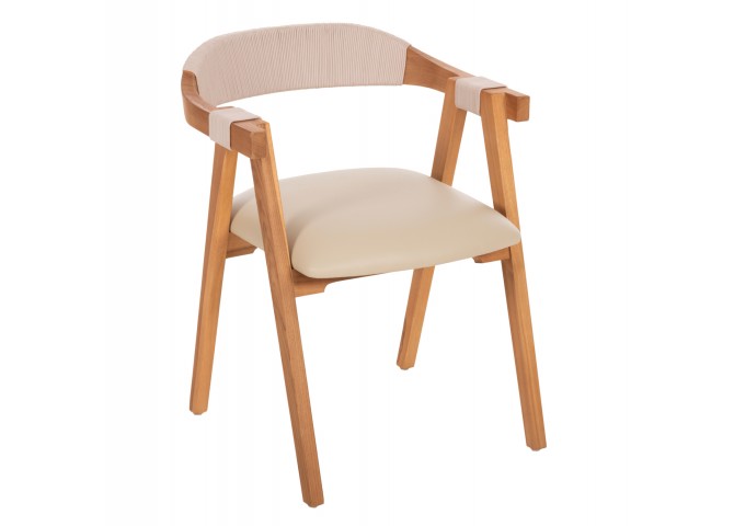 ΠΟΛΥΘΡΟΝΑ RIMINI HM9867.07 ΞΥΛΟ TEAK ΦΥΣΙΚΟ-ΜΠΕΖ ΣΧΟΙΝΙ & PU ΚΑΘΙΣΜΑ 60x61x75,5Υεκ.